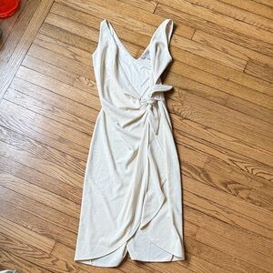 H&M Cream Midi Dress with Knot Detail